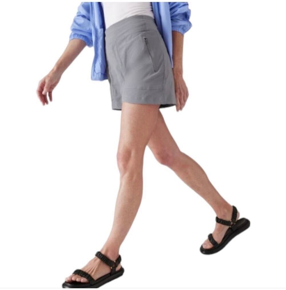 Athleta Shorts Womens 10 Gray Blue Trekkie North Mid Rise Ripstop Athletic Camp